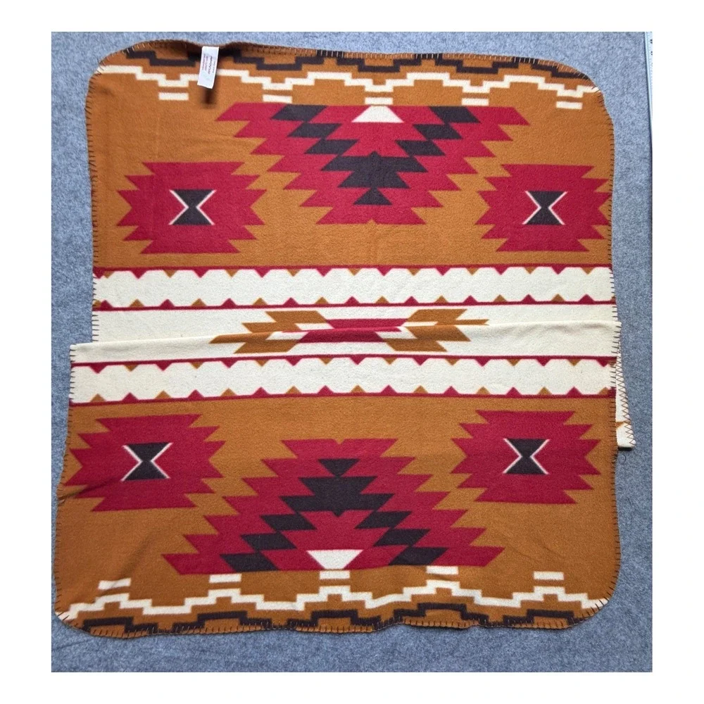 St. Labre Indian School Southwestern Fleece Blanket Geometric Throw Mustard